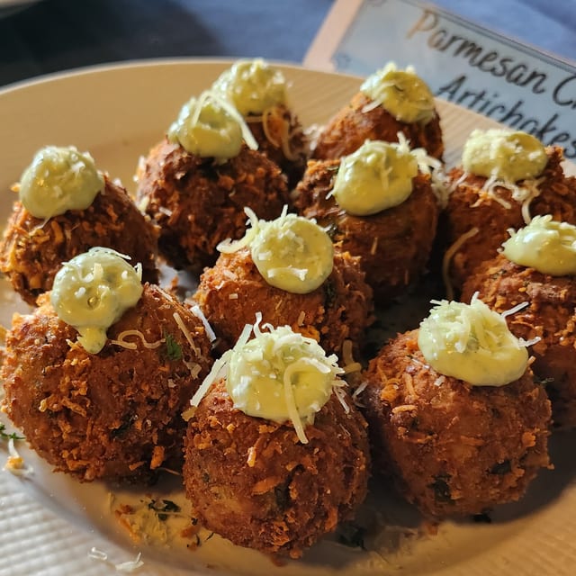Parmesan Crusted Artichoke hearts.