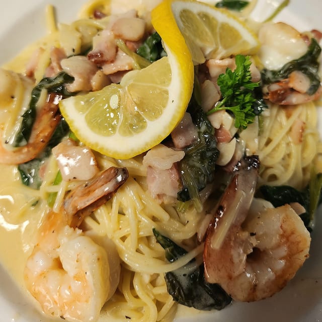 Shrimp Carbonara.